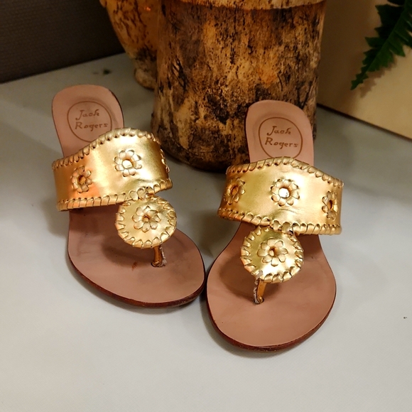 Jack Rogers Shoes - Jack Rogers Gold Wedge Sandals size 5.5